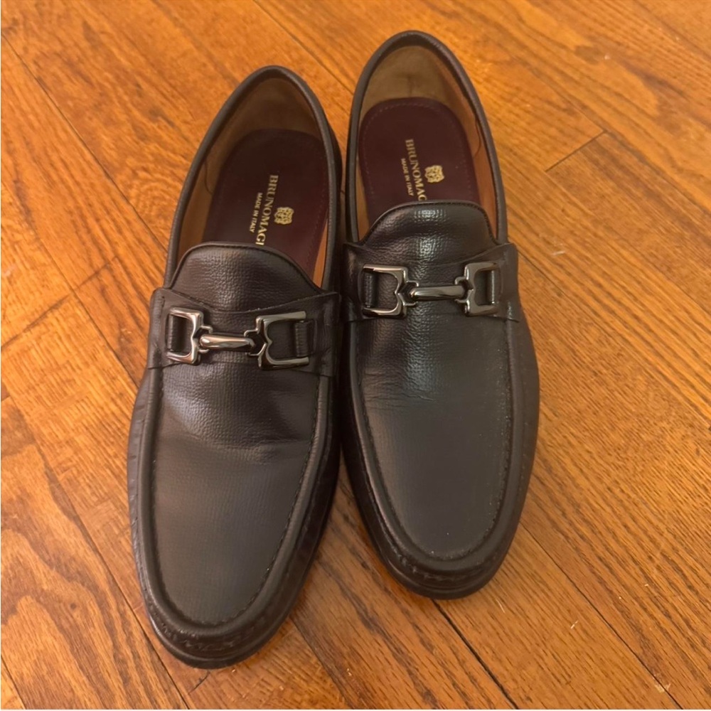 Bruno Magli Brown Leather Loafers Slip-Ons